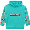 MINECRAFT Felpa Ragazze, Felpa con Cappucio da Gaming per Ragazze, Blu, 10-11 Anni