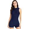 BEACHKINI Costumi da Bagno da Donna,Senza Maniche,Pantaloncini Medi/Corti,Collo Alto,Costume da Bagno Monokini da Ragazza