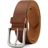 CHAOREN Cintura Uomo, Cintura Uomo Pelle Nera Marrone38mm Realizzata in Pregiata Cuoio di Bufalo Pieno Fiore, Perfetta per Look Casual Jeans