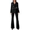 HEONSATI Tailleur Donna Con Pantaloni Tuta Da Cerimonia Casual Aperto Davanti Colletto Completo Da Lavoro Manica Lunga Business Set Due Pezzi Giacche E Pantalone Complete Ufficio Taglie Forti Per Sera Party