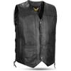 Leatherick Gilet da uomo in vera pelle di vacchetta a grana alta Gilet classico nero con lacci laterali e tasche per il trasporto nascoste - Nero - M