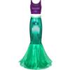 inlzdz Costume Sirenetta Donna Vestito Ufficiale La Sirena Crop Top Scintillante Gonna Abito da Sera Elegante Costume da Bagno Mermaid Principessa Cosplay Carnevale A Verde S