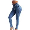 ZH8FCHAN Jeans Donna Slim Fit Elasticizzati Vita Jeggings con Gamba Dritta Pantaloni Invecchiato Slim Fit Jeans Leggins Donna Stretti Pantaloni in Denim Push Up Cintura con Nappe Skinny Jeans Bianchi
