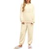 UMIPUBO Pigiama Donna Invernale Felpato Pigiami in Pile Caldo Set Due Pezzi Tuta Termico Invernali Completo da Casa Top a Maniche Lunghe e Pantaloni Lounge Morbido Sleepwear con Tasche