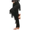 ZBH1985 Pantaloni da ballo latino con nappe da donna, per sala da ballo, rumba, tango, salsa, Nero , XXL