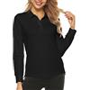 MoFiz Polo Donna Manica Lunga Poloshirt Lavoro Camicia Sportiva Golf Top con Bottoni