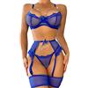 Aranmei Lingerie Sexy da Donna 4 Pezzi Set Esotico Strappy Lingerie con Reggicalze in Pizzo con Ferretto Reggiseno e Slip Set