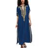 YouKD Caftano floreale ricamato Boho Beach Dress Bikini Coverups Accappatoi lunghi per le donne, Blu scuro., Etichettalia unica