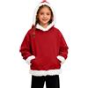 BIKETAFUWY Felpa con cappuccio per bambini e ragazze, tinta unita con pelliccia, felpa invernale calda in pile di Natale, tasca canguro, Jumper Pullover creativo di moda di grandi dimensioni, Christmas Sweater