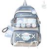 GDFENDU Zaino Kawaii con portachiavi, 43,2 cm, stampa 3D, casual, borsa sportiva per attività all'aperto, giovani, borsa da scuola ad alta capacità., A, 16IN