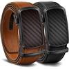 KEMISANT Cintura Cricchetto 2 Pezzi, Cintura Uomo 35mm Pelle Scorrevole Regolabile Regalo Adatta Pantaloni Casual Jeans(Nero/arancio marrone,115cm/32-38 vita regolabile)
