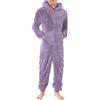 Generic Tute Intere da Uomo Invernali in Sherpa con Cappuccio, Calde e pelose, da casa, Pigiama per Adulti, Viola, Taglia XX Large
