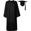 GraduatePro Toga Laurea con Cappello con Ciondolo 2026 Donna Uomo Costume università Scuola Superiore Dottorato Master Nero 54 Plus=L Plus