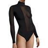 MCA Body Sottogiacca Tulle Collo alla Coreana Donna Made in Italy (Nero, XL)