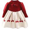 YCBMINGCAN Completi per abito da principessa in maglione con fiocco in patchwork a maniche lunghe per bambina Gonna E Camicia Cresima per Ragazza
