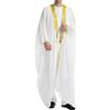 Musuly Caftano Uomo - Abito Musulmano Thobe Djellaba Kami (Bianco e giallo oro, XL)
