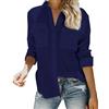 Friptspyg Mussola Camicetta Camicie Manica Lunga Donna Scollo A V 100% Cotone Camicia Top Top con Due Tasche, Blu Scuro M