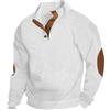PADOLA Felpa Uomo a Collo Alto con Bottoni Jacquard Maglione Elegante Manica Lunga Fit Classico Giaccone Casual Morbido Outfit Autunno Inverno(Bianco,3XL)