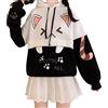 Cuteighteen Felpa con cappuccio con stampa di gatto carino felpa con cappuccio per adolescenti giapponese Kawaii anime felpa con cappuccio alla moda top, nero, taglia unica