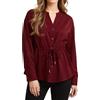 Enmain Camicette da donna bluse eleganti casual a maniche lunghe tuniche con scollo a V, Rosso, 3XL