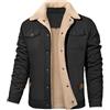 Voqeen Giacca Invernali Uomo in Pile Militare Classica in Cotone Giubbotto Antivento Cappotto Casual con Molte Tasche Bomber Cargo Jacket