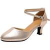 Generico Scarpe da Ballo Donna Eleganti 35-43 EU in Pelle con Tacco 5.5cm, Punta Chiuse e Cinturino Alla Caviglia Sandali Estive Comode con Suola Gomma per Latino Americano, Cerimonie, Feste,Multicolour,39