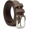 No Limits Cintura Uomo In Vera Pelle Effetto Nabuck Made In Italy Elegante Accorciabile Con Scatola, Alta 4 cm Testa di Moro