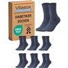Vitasox 31122 calzini da uomo extra larghi in cotone, calzini sanitari sensibili completamente privi di gomma e di cuciture, pacco da 6, denim, 43/46