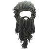 YEKEYI Barbaro Maglia Lunga Barba Cappello Adulto Vichingo Capelli Finti Visiera Maglia Lana Divertente Skull Cap