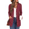 GRECERELLE Cardigan Donna Lungo Golfino Manica Lunga Elegante Comodo Apertura Frontale Bottoni Tasche Maglione Leggero Scollo a V