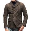 VIVICOLOR Cappotto da Giacca Vintage Marrone da Uomo Doppio Petto Blazer Casual Giacche da Uomo Soprabito con Risvolto