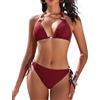 RITOSTA Costume da Bagno Donna Due Pezzi Sexy Brasiliana Bikini Donna Mare Triangolo Costumi da Bagno Halter Bikini Set Imbottito Regolabili Swimsuit(Rosso,XL)
