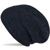 styleBREAKER Berretto Beanie in Maglia Unisex con Motivo a Quadri, Slouch Long Beanie Invernale, Made in Polen 04024172, Colore:Blu Scuro a Pois