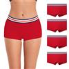 ZLYC Elastiche Cotone Boxers Mutandine Culotte da Donna(Confezione da 4 Rosso,XS)