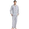 GLOBAL Pigiama Uomo 100% Cotone, Set Biancheria da Notte Lungo Traspirante | Due pezzi leggero adatto tutto l'anno, Camicia con tasche, coulisse pantalone, tessuto confortevole per il riposo notturno