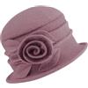 Gajaous Berretto da donna francese a cloche, cappello a secchiello, vintage, floreale, in lana, stile classico anni '20, a rosa, Taglia unica
