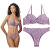 JADEA Coordinato Intimo Donna Completo Reggiseno Balconcino e Brasiliano 4678 (Lavanda, 44-M-3)