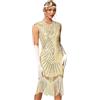 Viloree Vestito Gatsby Donne 1920s Vestito Abito Anni 20 Donna Vestito da Sera Paillette Impreziosito Frange