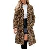 Generisch Cappotto in pelliccia sintetica da donna, leopardato, motivo tigre, giacca invernale lunga e calda, in pelliccia sintetica spessa, con colletto a risvolto, morbido parka, giallo., M