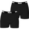 Lonsdale - Confezione da 2 paia di boxer da uomo in misto cotone con elastico in vita Nero M