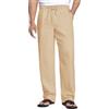 COOFANDY Pantaloni Lino Uomo Estivi Leggeri, Pantaloni in Misto Lino con Coulisse e Vita Elastica, Pantalone Casual Taglio Dritto per Mare, Spiaggia e Vacanza
