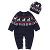 Verve Jelly Neonato Ragazzi Ragazze Pagliaccetto lavorato a maglia Renna Tuta Natale Maglione generale Manica lunga Tuta intera Pigiama Set con cappello Blu 73 3-6 mesi