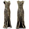BOTCAM Abiti da donna anni 1920 con accessori anni 20, vestito Charleston perfetto per Carnevale, vestito a frange con scollo a V, paillette e perline, vestito da sera elegante con paillette per feste