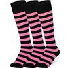 Mysocks Unisex 3 Paia di calzini al ginocchio a righe in cotone extra fine pettinato | Punta senza cuciture | Cinturino in morbido lattice