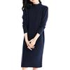 Cexiakong Abito invernale da donna, con collo alto, in cashmere, in cotone, lunghezza al ginocchio, a maniche lunghe, in lana, oversize, morbido, Blu scuro, XXL