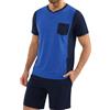 Jahetuul Pigiama Uomo Estivo Corto Cotone con Bottoni Completo Pigiami Due Pezzi Leggero e Comodo Abbigliamento da Casa con Tasche
