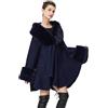 BEAUTELICATE Scialle in Pelliccia Sintetica Finta a Maglia Cappotto Donna Stola con Grande Collo di Pelliccia Cardigan per Festa Invernale Natale (Collo di pelliccia aggiornato - Blu scuro)