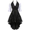 WLFFW Bustino Corsetto Gonna Camicetta Pelle Donna Steampunk Corpetto Costume (EU(32-34) S, Nero)