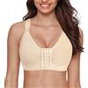 YIANNA Donna Post Operatorio Reggiseno Sportivo Chiusura Frontale Senza Ferretto Mastoplastica Reggiseni Contenitivo Sports Bra Beige,128 Size S