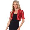 Allegra K Donna Bolero Coprispalle in Pizzo per Cardigan Corto da Donna con Pannello in Raso Aperto